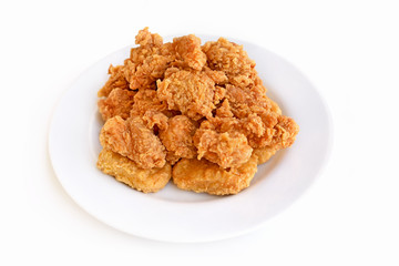 Close up Fresh fried chicken on a white plate