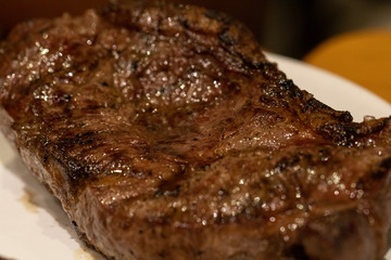 Fresh grilled meat. Grilled beef steak medium rare