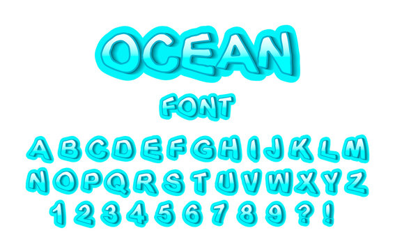 Font ocean. Design for parties at leisure, on the beach. Suitable for creating prints, logos, titles. Vector Illustration