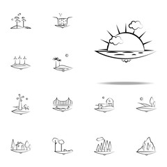 sunset icon. Landspace icons universal set for web and mobile