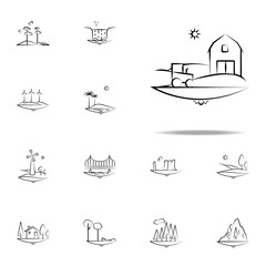 sun tractor storage icon. Landspace icons universal set for web and mobile