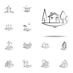 tree and home icon. Landspace icons universal set for web and mobile