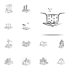 waterfall birds water icon. Landspace icons universal set for web and mobile