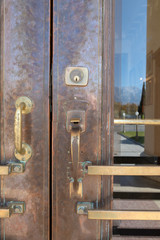 Copper door handle detail