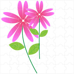 Illustration Pink Flower Puzzle Icon Background