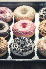 Tasty and homemade donuts with sweet glaze