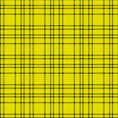 Minimal monochrome black yellow seamless tartan check plaid pixel pattern for fabric designs. Gingham vichy pattern background. eps10