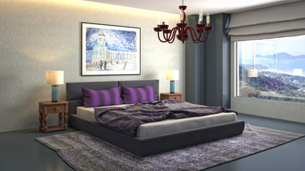 Bedroom interior. 3d illustration