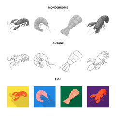 Isolated object of appetizer and ocean icon. Set of appetizer and delicacy stock vector illustration.