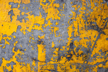 Grunge concrete wall yellow color for texture background