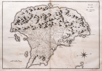 Old Map Of Zante Or Zakynthos