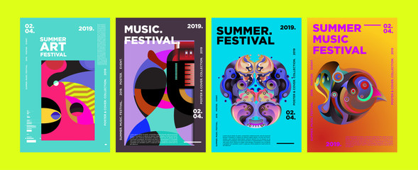 Summer Colorful Art and Music Festival Poster and Cover Template for Event, Magazine, and Web Banner.