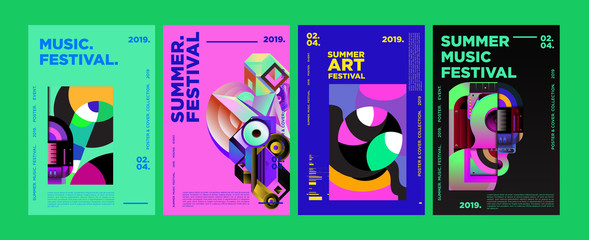 Summer Colorful Art and Music Festival Poster and Cover Template for Event, Magazine, and Web Banner.