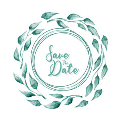 watercolor leaf illustration vector for wedding invitation background