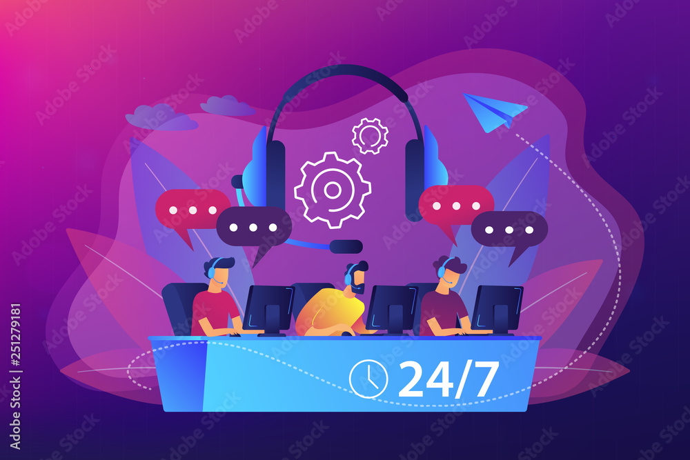 Wall mural call center concept vector illustration.