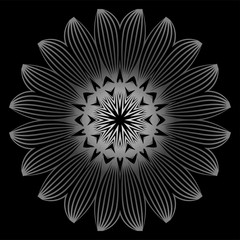 Mandala. For Design, Greeting Card, Invitation, Coloring Book. Arabic, Indian, Motifs. Vector Illustration. Black white grey color.