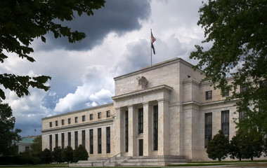 the exterior of the federal reserve building - obrazy, fototapety, plakaty