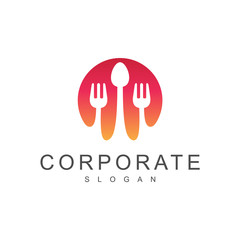 Fototapeta premium launch spoon and fork logo