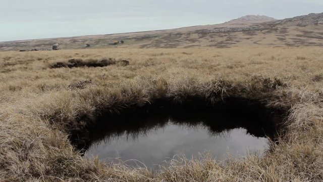 Shell Explosion Aftermath: Crater near Port Stanley, Falkland Islands (Islas Malvinas) 