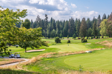 Golf course with gorgeous green and fantastic mountain view