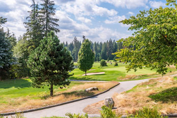 Golf course with gorgeous green and fantastic mountain view