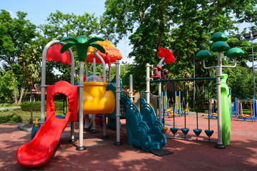 Children's playground in a city park, Playground for children.