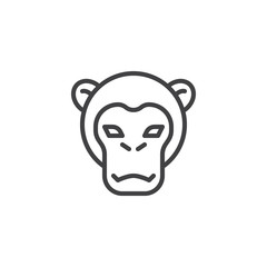 Monkey head line icon. linear style sign for mobile concept and web design. Wild ape outline vector icon. Symbol, logo illustration. Pixel perfect vector graphics