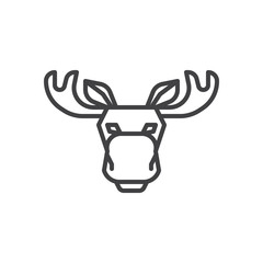 Elk moose head line icon. linear style sign for mobile concept and web design. outline vector icon. Wild animals symbol, logo illustration. Pixel perfect vector graphics