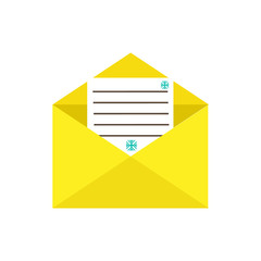 letter invitation envelope decoration Christmas flat design icon.