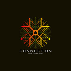 Technology icons template,vector logo design for tech industry companies, Connection, networking, illustration element