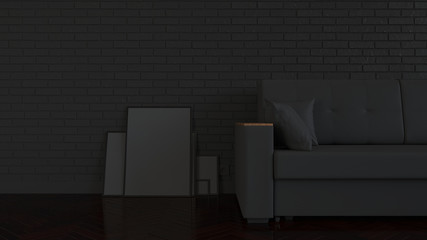 Mockup of poster or photo frame in the interior