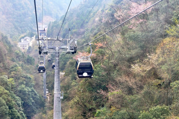 Cable Car way to Tianzi Mountain,one of Zhangjiajie National Forest Park,Hunan,China.