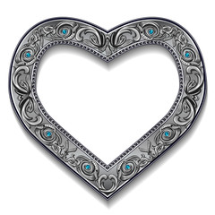 frame in the shape of heart with blue topaz
