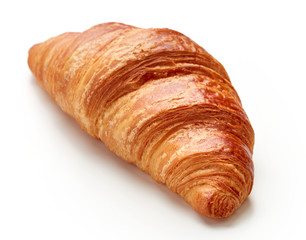 fresh baked croissant isolated on white background