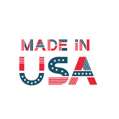 label made in USA. American badge with stars, stripes in flag colours