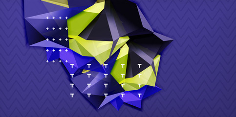 Vector triangular 3d geometric shapes background, modern poster design