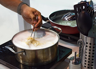 Chef preparing food, meal, in the kitchen, chef cooking, Chef decorating dish