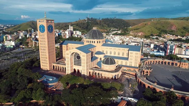 Aerial view of the church in Nossa Senhora da Aparecida, Aparecida, Sao Paulo. Patroness of Brazil. Shrine, temple, religion, faith.