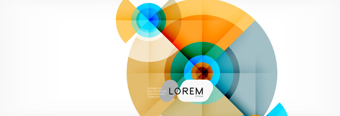 Obraz premium Minimalni geometryczni okręgi i trójboka abstrakcjonistyczny tło, techno nowożytny projekt, plakatowy szablon