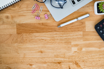 Desk office stuff with notepad