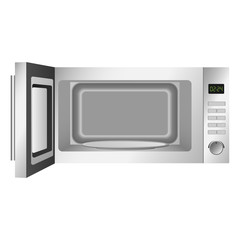 Obraz premium Open microwave icon. Realistic illustration of open microwave vector icon for web design isolated on white background