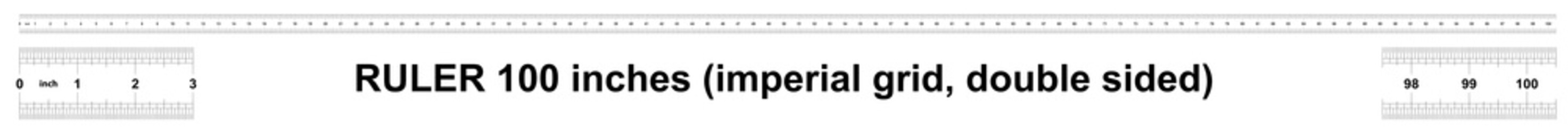 Ruler 100 inches imperial. The division price is 1/32 inch. Ruler double sided. Precise measuring tool. Calibration grid