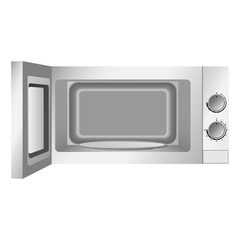 Modern open microwave icon. Realistic illustration of modern open microwave vector icon for web design isolated on white background
