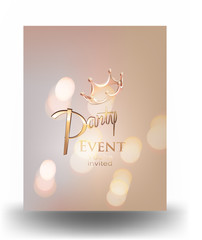 Luxury invitation  beige card with unfocused lights. Vector illustration