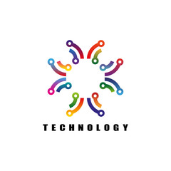 Technology icon template, vector logo for business corporate,illustration element