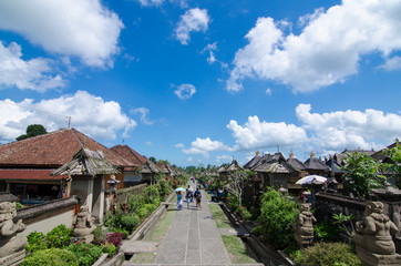 Penglipuran Village with blue skies above, Kubu, Bangli, Bali, Indonesia