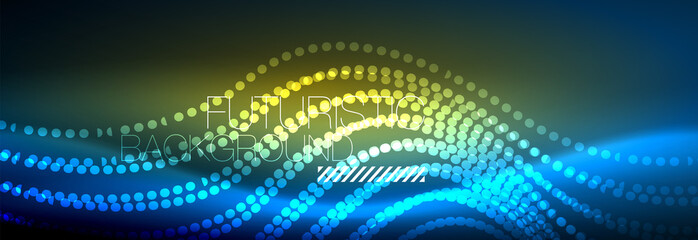 Obraz premium Glowing abstract wave on dark, shiny motion, magic space light. Vector techno abstract background