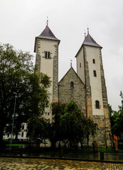Fototapeta na wymiar Exterior view to Mariakirken church, Bergen, Noeway