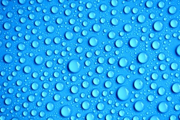 drops water on blue background