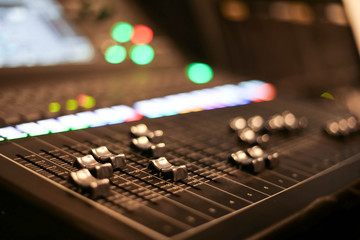 Equipment for sound mixer control in studio TV station, Audio and Video Production Switcher of...